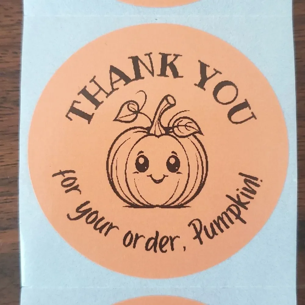 3/$15 50pc Halloween Thank You Stickers Orange Pumpkin Ghost Shipping 2